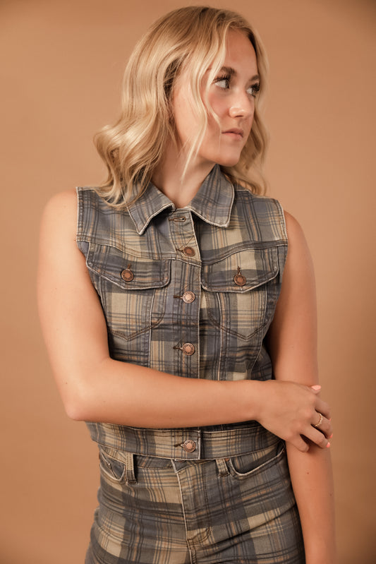 BLUEPRINT DENMIN VEST — JUDY BLUE