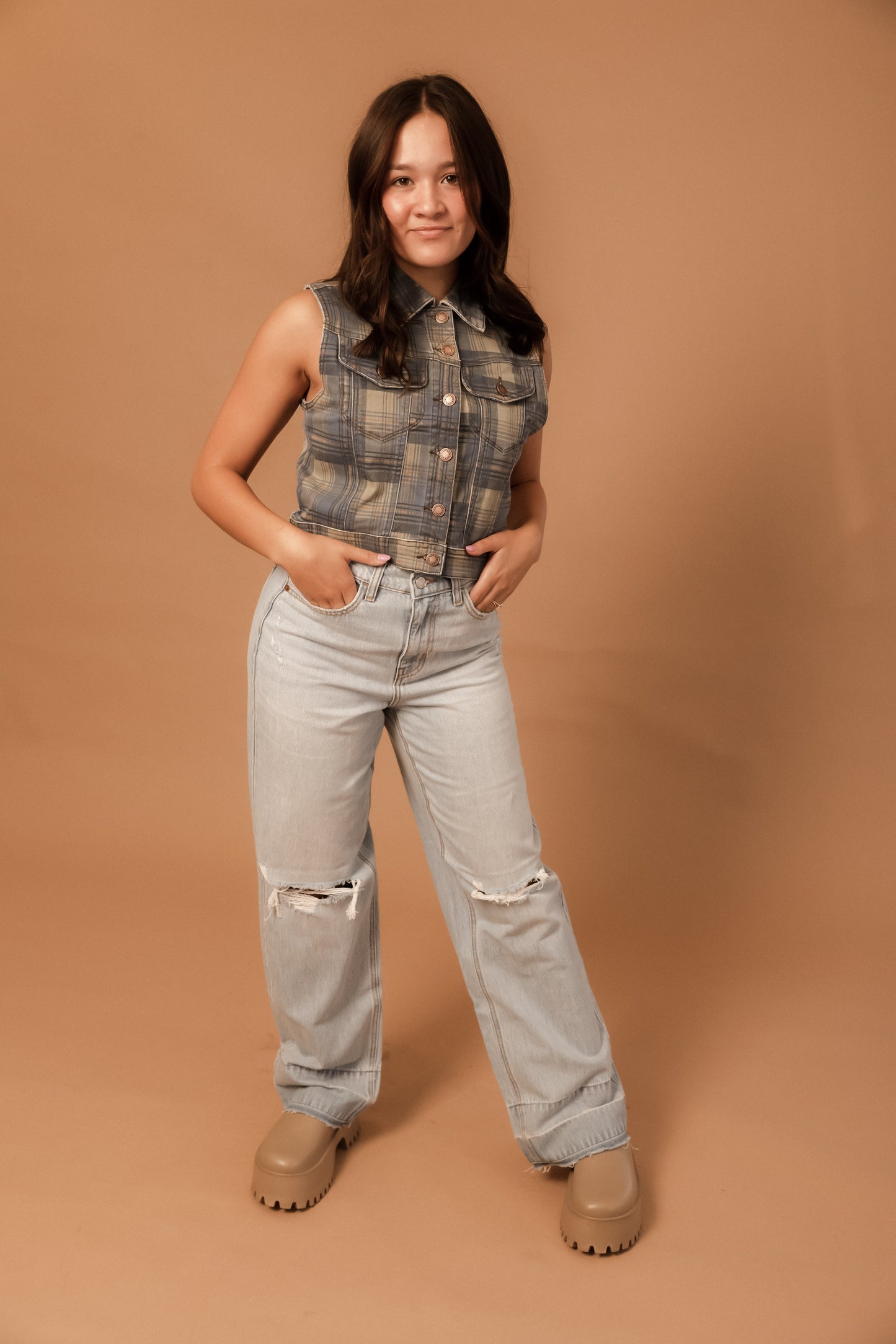 BLUEPRINT DENMIN VEST — JUDY BLUE