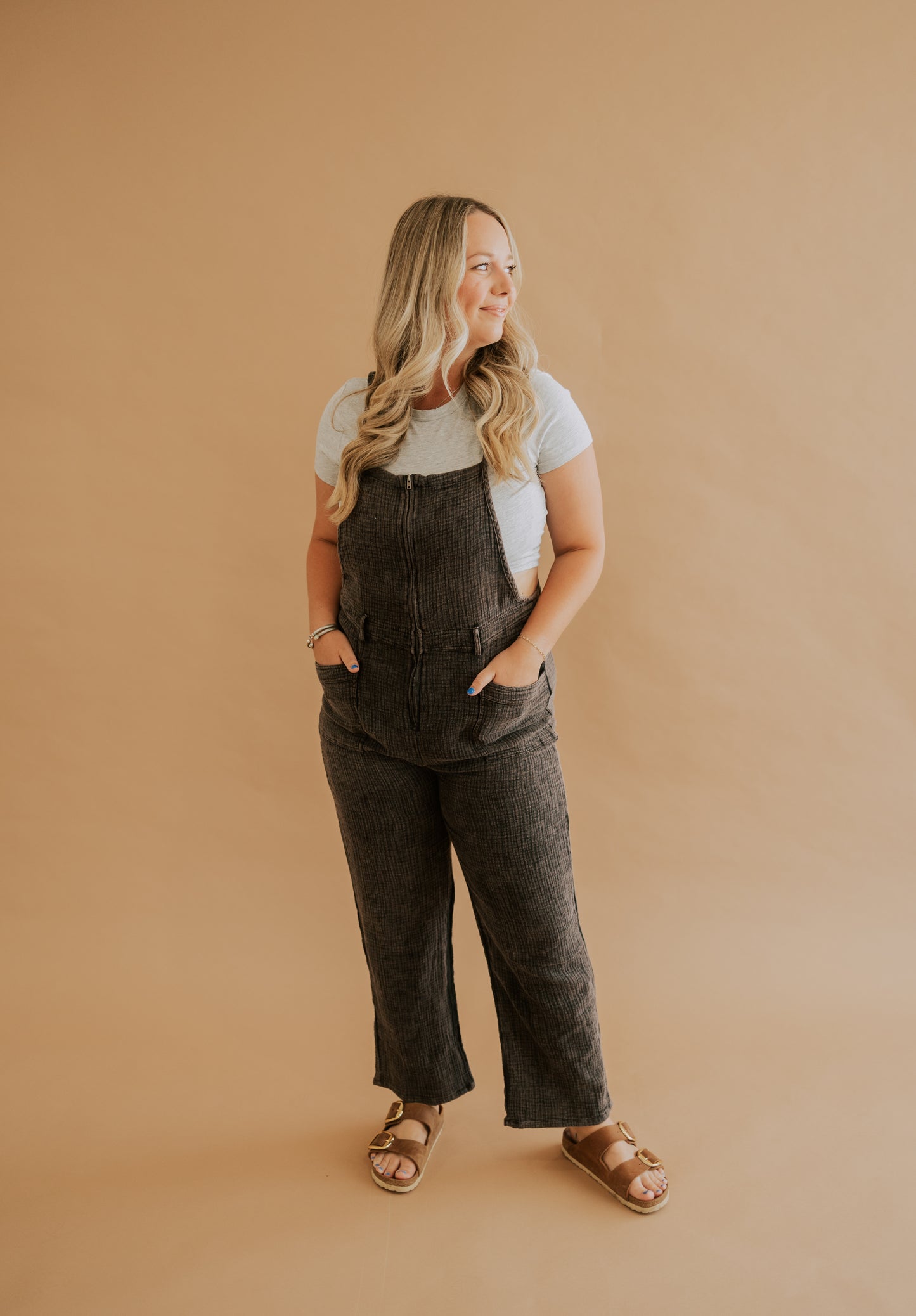 CHARCOAL TEXTURED ROMPER