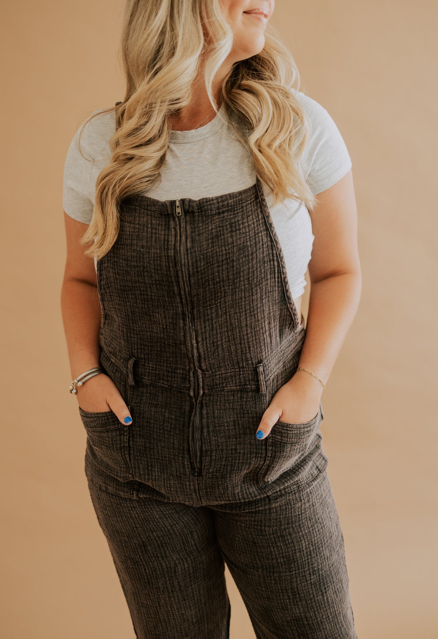 CHARCOAL TEXTURED ROMPER