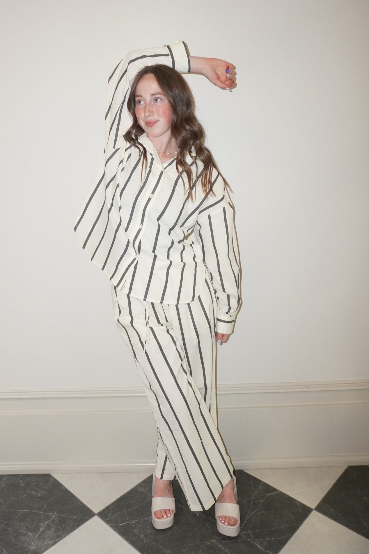 SALT AND PEPPER (SET) - STRIPE PANTS