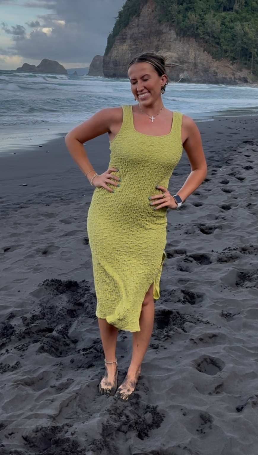 YOU HAD ME AT ALOHA (ZESTY LIME) - MIDI DRESS