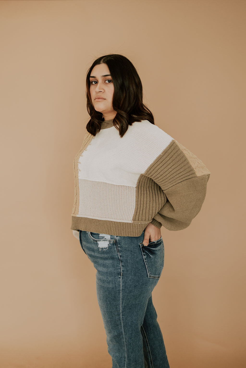 PALE CLOVER PATCHWORK - SWEATER