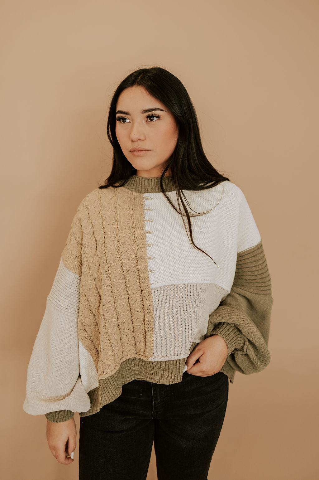 PALE CLOVER PATCHWORK - SWEATER