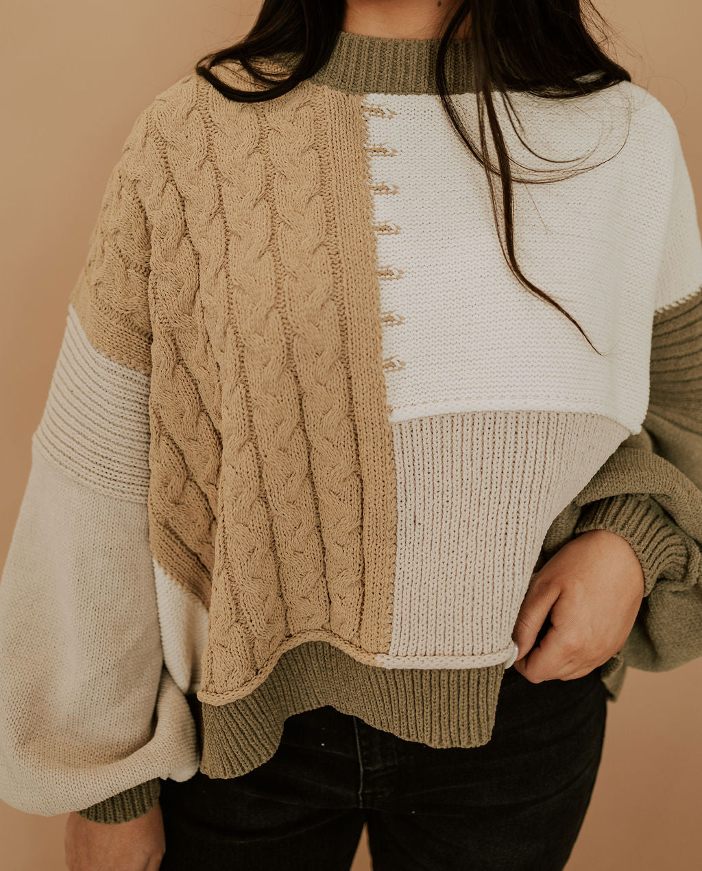 PALE CLOVER PATCHWORK - SWEATER