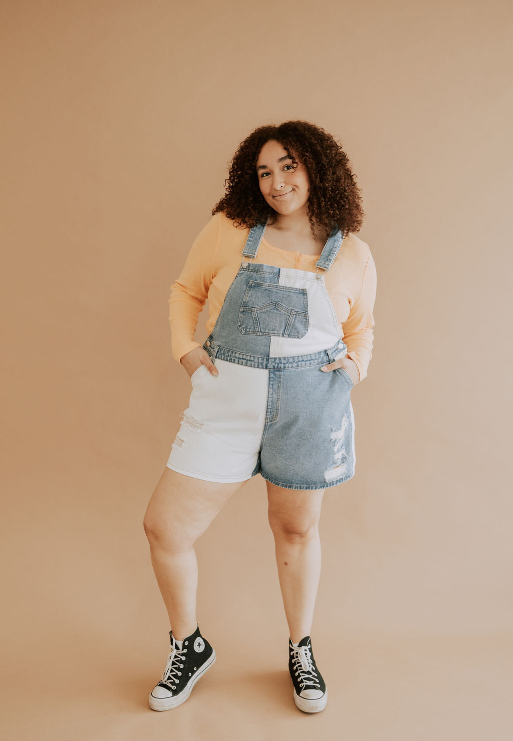 COLOR BLOCK DENIM - OVERALLS