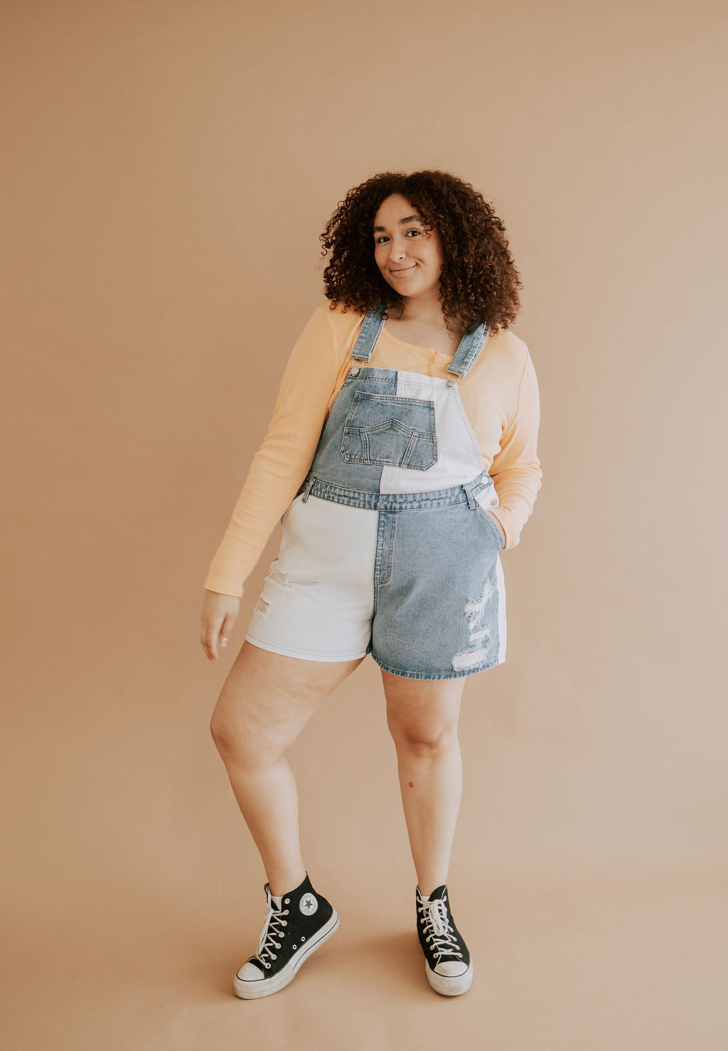 COLOR BLOCK DENIM - OVERALLS