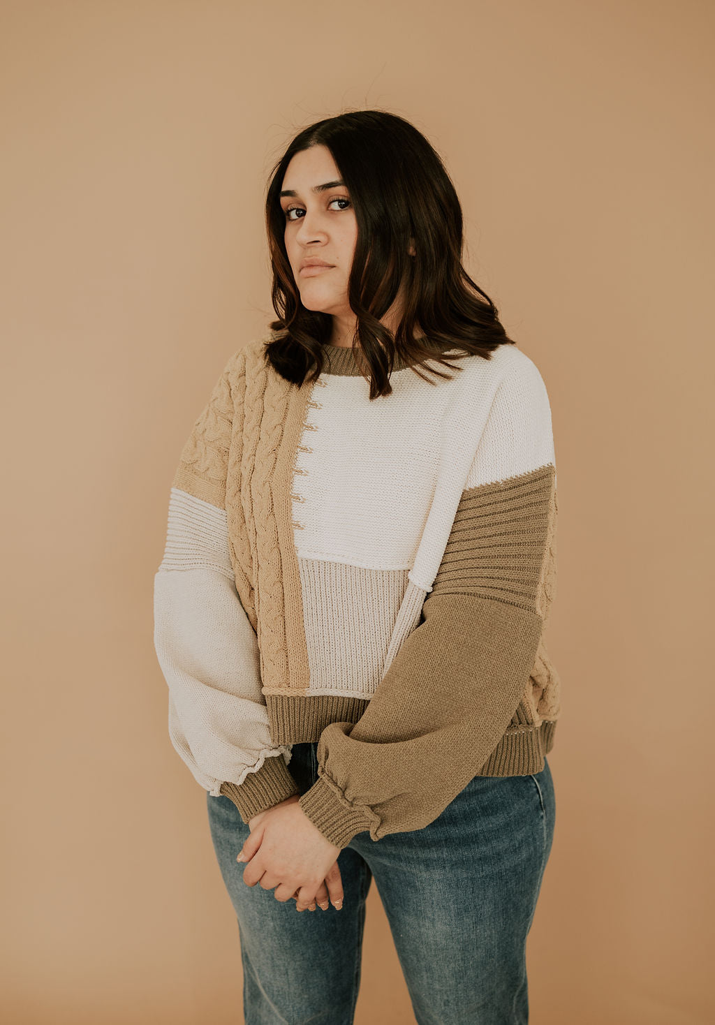 PALE CLOVER PATCHWORK - SWEATER